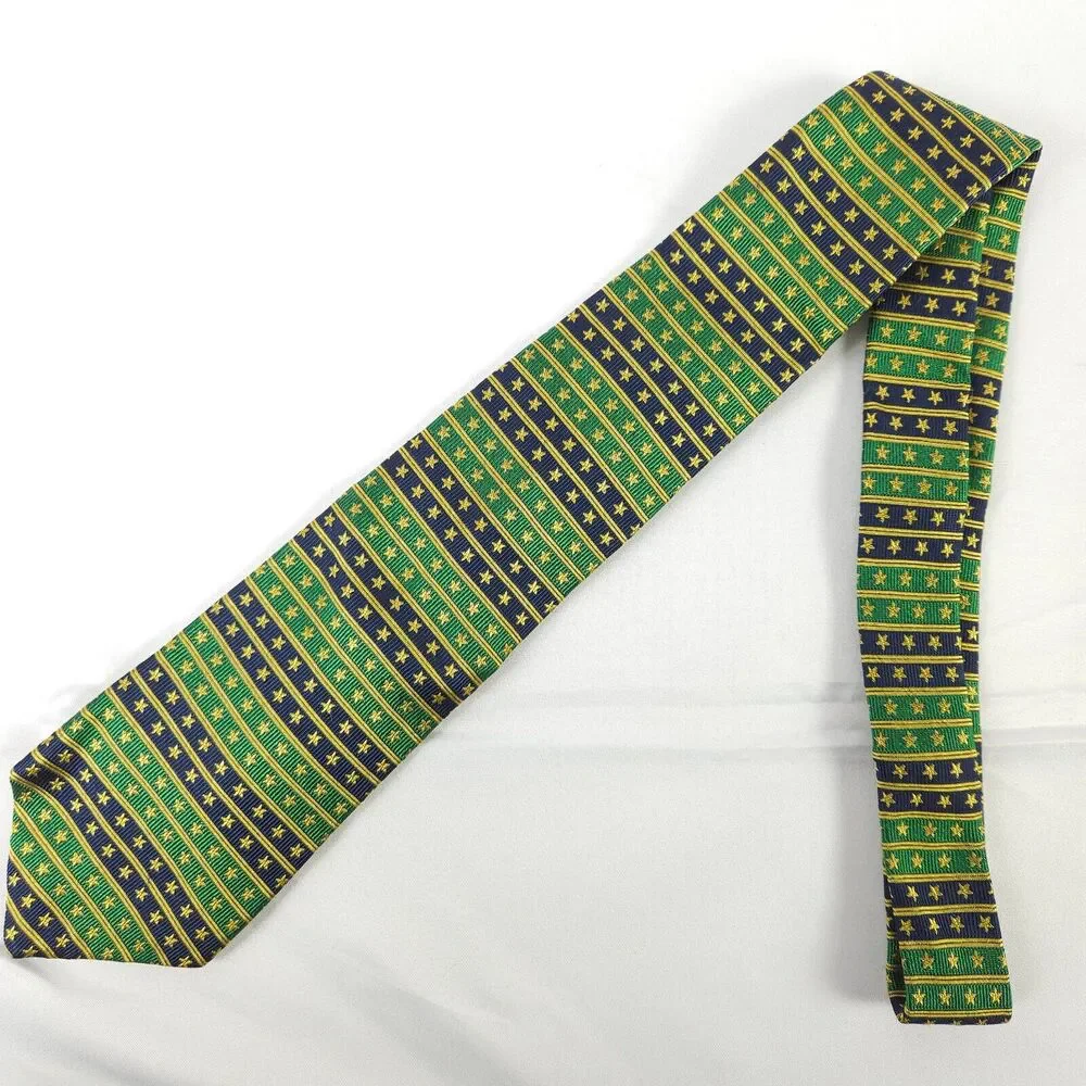 Tommy Hilfiger Blue Green Stars & Stripes Boys Silk Tie 48.25
